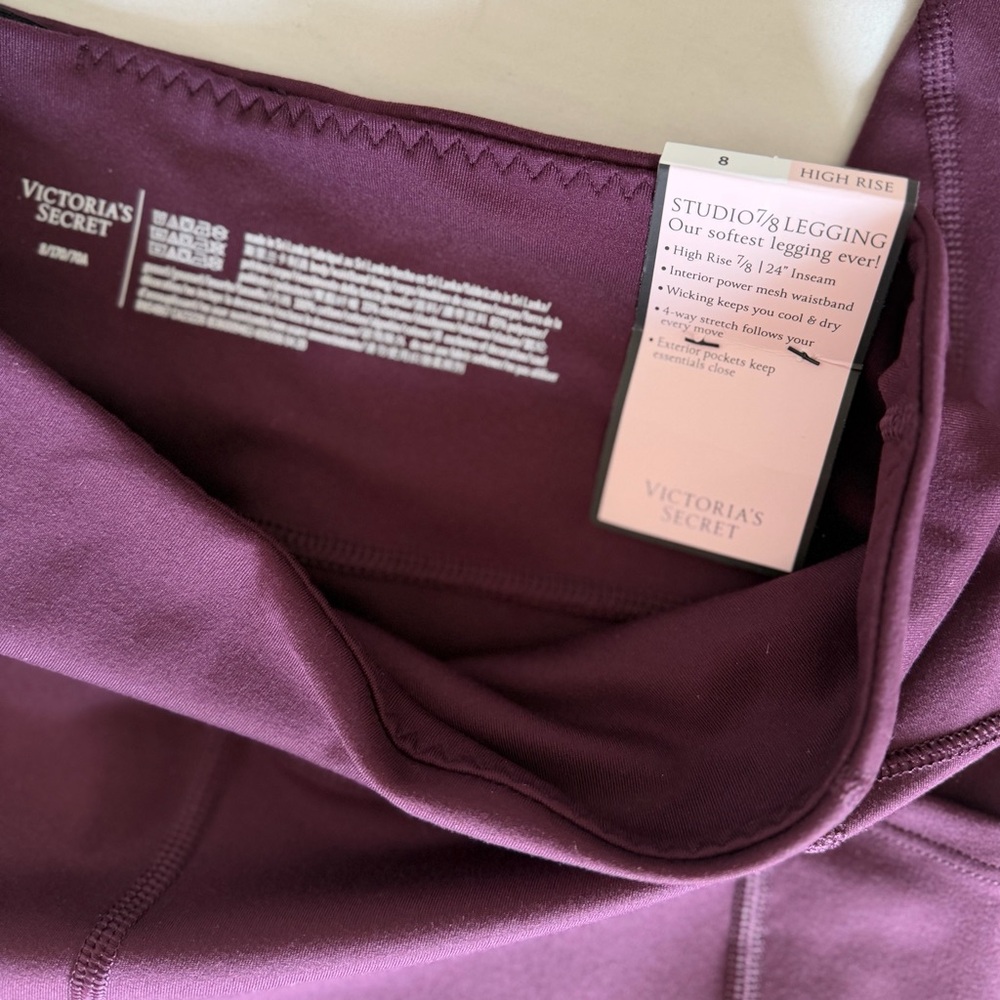Victoria's Secret Studio 7/8 Legging | High Rise Burgundy Workout Size 8 NWT Y2K - Picture 11 of 12